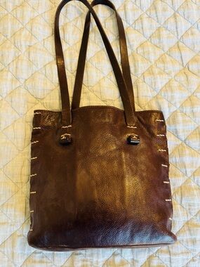 Women's Dark Brown Leather Tote with Top Handles